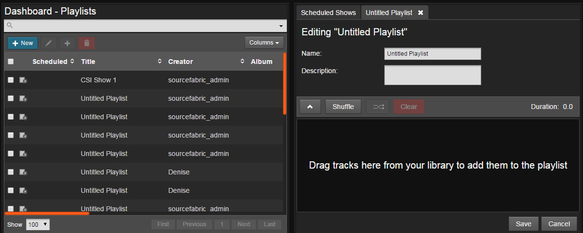 Airtime Pro: Dashboard - playlist